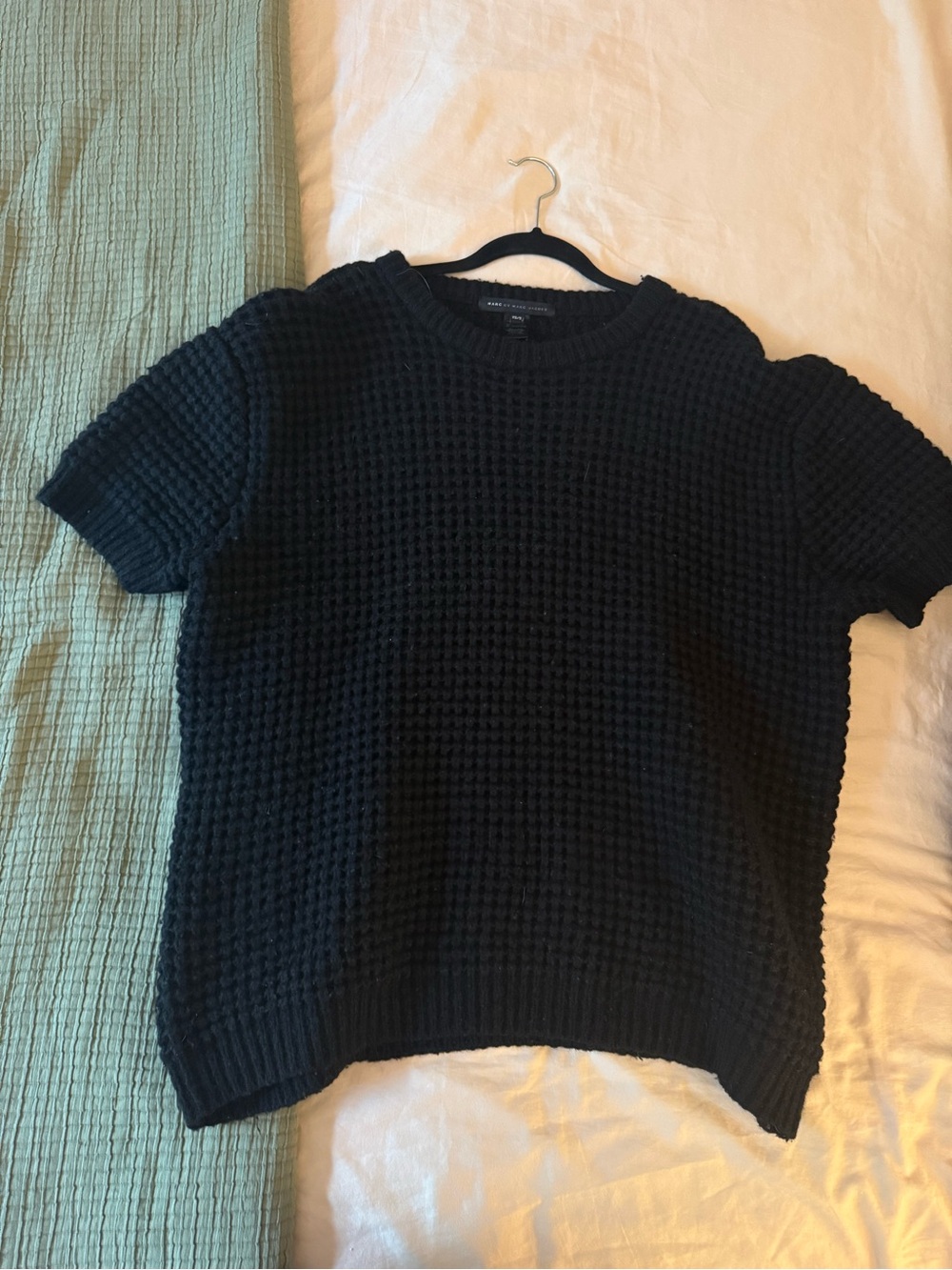 Marc Jacobs Black Short-Sleeve Wool Blend Women's Sweater
